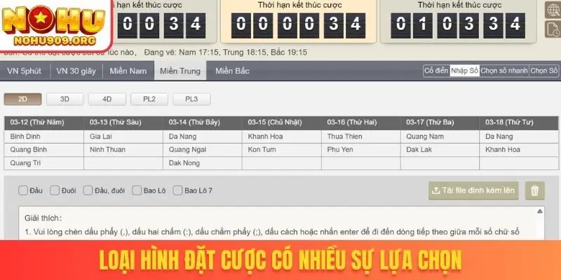 Loại hình đặt cược có nhiều sự lựa chọn